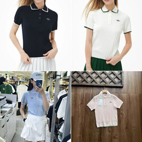 Lacoste Vertical Rib Knit Short Sleeve Polo Shirt-6656  